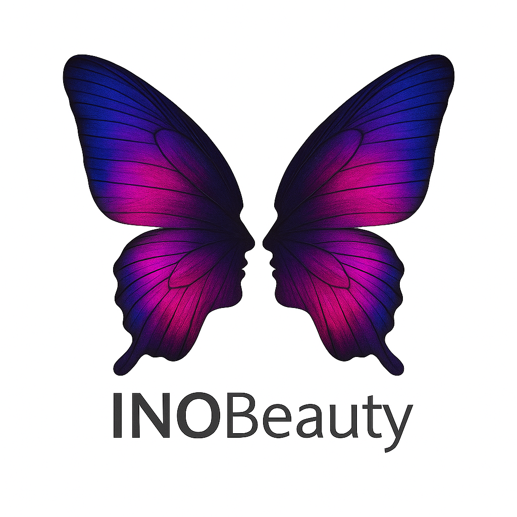 Logo InoBeauty com borboleta em azul, roxo e magenta